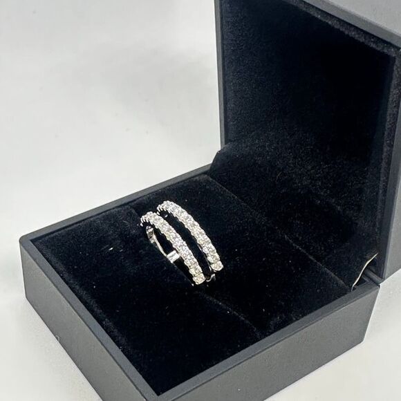 Moissanite Diamond Wedding Ring Enhancer GRA Double Row Band Brilliant Size 7.5 - Picture 1 of 12